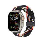 For Apple Watch 42mm / 41mm / 40mm / 38mm Snap Button Braided Watch Band(Black Rainbow) - 1