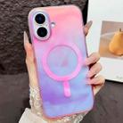 For iPhone 16 Gradient MagSafe PC Hybrid TPU Phone Case(Pink) - 1