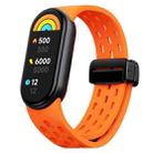 For Xiaomi Smart Band 9 Magnetic Folding Buckle Silicone Watch Band(Orange) - 1