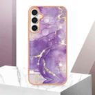 For Samsung Galaxy S24 FE 5G Electroplating Marble Pattern Dual-side IMD TPU Shockproof Phone Case(Purple 002) - 2