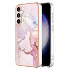For Samsung Galaxy S24 FE 5G Electroplating Marble Pattern Dual-side IMD TPU Shockproof Phone Case(Rose Gold 005) - 1