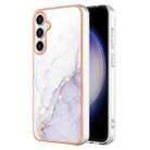 For Samsung Galaxy S24 FE 5G Electroplating Marble Pattern Dual-side IMD TPU Shockproof Phone Case(White 006) - 1