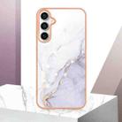 For Samsung Galaxy S24 FE 5G Electroplating Marble Pattern Dual-side IMD TPU Shockproof Phone Case(White 006) - 2