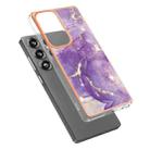 For Samsung Galaxy S25 Ultra 5G Electroplating Marble Pattern Dual-side IMD TPU Shockproof Phone Case(Purple 002) - 2