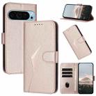 For Google Pixel 9 / Pixel 9 Pro Triangle Pattern Buckle Clasp Leather Phone Case(Rose Gold) - 1