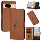 For Google Pixel 8a Triangle Pattern Buckle Clasp Leather Phone Case(Brown) - 1