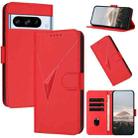 For Google Pixel 8 Pro Triangle Pattern Buckle Clasp Leather Phone Case(Red) - 1