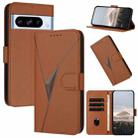 For Google Pixel 8 Pro Triangle Pattern Buckle Clasp Leather Phone Case(Brown) - 1