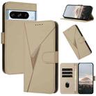 For Google Pixel 8 Pro Triangle Pattern Buckle Clasp Leather Phone Case(Gold) - 1