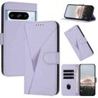 For Google Pixel 8 Pro Triangle Pattern Buckle Clasp Leather Phone Case(Light Purple) - 1