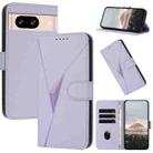 For Google Pixel 8 Triangle Pattern Buckle Clasp Leather Phone Case(Light Purple) - 1