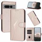 For Google Pixel 7 Pro Triangle Pattern Buckle Clasp Leather Phone Case(Rose Gold) - 1