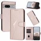 For Google Pixel 7 Triangle Pattern Buckle Clasp Leather Phone Case(Rose Gold) - 1