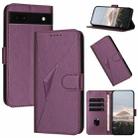 For Google Pixel 6a Triangle Pattern Buckle Clasp Leather Phone Case(Dark Purple) - 1