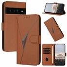 For Google Pixel 6 Pro Triangle Pattern Buckle Clasp Leather Phone Case(Brown) - 1