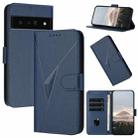 For Google Pixel 6 Pro Triangle Pattern Buckle Clasp Leather Phone Case(Royal Blue) - 1