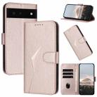 For Google Pixel 6 Triangle Pattern Buckle Clasp Leather Phone Case(Rose Gold) - 1