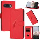 For Google Pixel 9a Triangle Pattern Buckle Clasp Leather Phone Case(Red) - 1