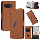 For Google Pixel 9a Triangle Pattern Buckle Clasp Leather Phone Case(Brown) - 1