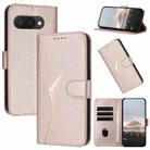 For Google Pixel 9a Triangle Pattern Buckle Clasp Leather Phone Case(Rose Gold) - 1