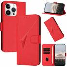 For iPhone 16 Pro Max Triangle Pattern Buckle Clasp Leather Phone Case(Red) - 1