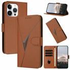 For iPhone 16 Pro Max Triangle Pattern Buckle Clasp Leather Phone Case(Brown) - 1