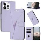 For iPhone 16 Pro Max Triangle Pattern Buckle Clasp Leather Phone Case(Light Purple) - 1