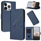 For iPhone 16 Pro Triangle Pattern Buckle Clasp Leather Phone Case(Royal Blue) - 1