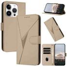 For iPhone 16 Pro Triangle Pattern Buckle Clasp Leather Phone Case(Gold) - 1