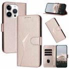 For iPhone 16 Pro Triangle Pattern Buckle Clasp Leather Phone Case(Rose Gold) - 1