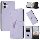 For iPhone 16 Plus Triangle Pattern Buckle Clasp Leather Phone Case(Light Purple) - 1