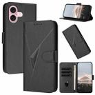 For iPhone 16 Triangle Pattern Buckle Clasp Leather Phone Case(Black) - 1