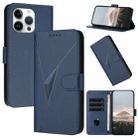 For iPhone 15 Pro Max Triangle Pattern Buckle Clasp Leather Phone Case(Royal Blue) - 1