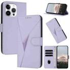 For iPhone 15 Pro Max Triangle Pattern Buckle Clasp Leather Phone Case(Light Purple) - 1