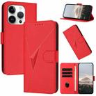 For iPhone 15 Pro Triangle Pattern Buckle Clasp Leather Phone Case(Red) - 1