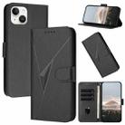 For iPhone 15 Plus Triangle Pattern Buckle Clasp Leather Phone Case(Black) - 1