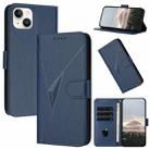 For iPhone 14 Plus Triangle Pattern Buckle Clasp Leather Phone Case(Royal Blue) - 1