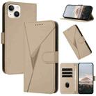 For iPhone 14 Plus Triangle Pattern Buckle Clasp Leather Phone Case(Gold) - 1