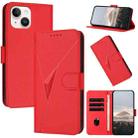 For iPhone 14 Triangle Pattern Buckle Clasp Leather Phone Case(Red) - 1