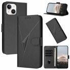 For iPhone 14 Triangle Pattern Buckle Clasp Leather Phone Case(Black) - 1