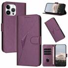 For iPhone 13 Pro Max Triangle Pattern Buckle Clasp Leather Phone Case(Dark Purple) - 1