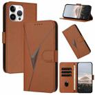 For iPhone 13 Pro Max Triangle Pattern Buckle Clasp Leather Phone Case(Brown) - 1