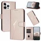 For iPhone 13 Pro Max Triangle Pattern Buckle Clasp Leather Phone Case(Rose Gold) - 1