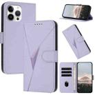 For iPhone 13 Pro Max Triangle Pattern Buckle Clasp Leather Phone Case(Light Purple) - 1