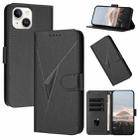 For iPhone 13 mini Triangle Pattern Buckle Clasp Leather Phone Case(Black) - 1