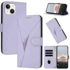 For iPhone 13 Triangle Pattern Buckle Clasp Leather Phone Case(Light Purple) - 1