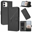 For iPhone 12 mini Triangle Pattern Buckle Clasp Leather Phone Case(Black) - 1