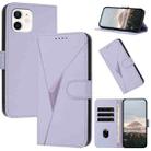 For iPhone 12 mini Triangle Pattern Buckle Clasp Leather Phone Case(Light Purple) - 1
