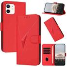 For iPhone 12 / 12 Pro Triangle Pattern Buckle Clasp Leather Phone Case(Red) - 1