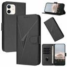 For iPhone 12 / 12 Pro Triangle Pattern Buckle Clasp Leather Phone Case(Black) - 1